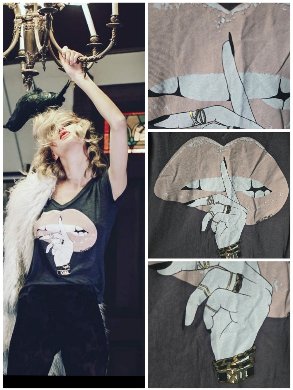 Lauren Moshi Sshhh Lips tee